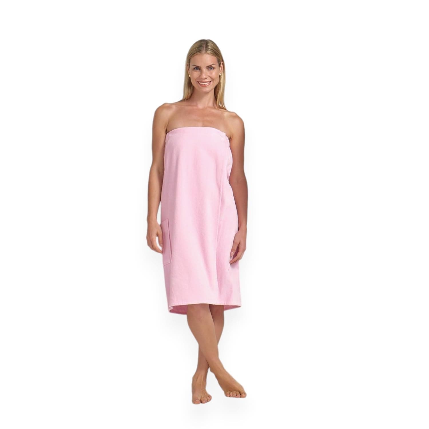 Boca Terry Womens Spa Wrap - 100% Cotton Spa, Shower, Bath and Gym Towel w Snaps, Towel Wrap for Women, Pink, Medium/Large