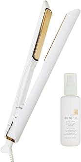 Kristin Ess 3-in-1 Titanium Curling & Straightening Iron with Heat Protectant Spray - 1 1/4" Dual Voltage Ionic Professional Styler