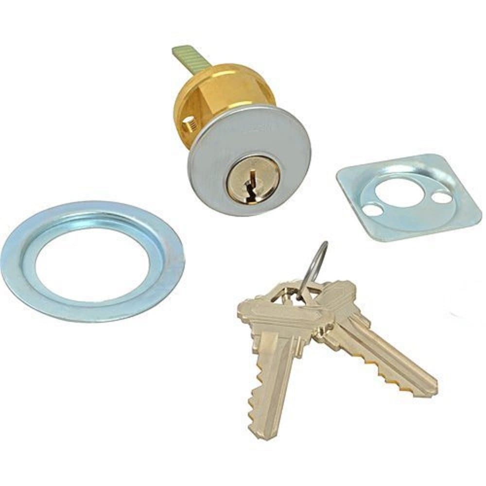 Detex Cylinder - Detex ECL230, ECL600, Secure Commercial Door Lock, Mortise Cylinder - Keyed Lock + Rim, Aluminum Silver