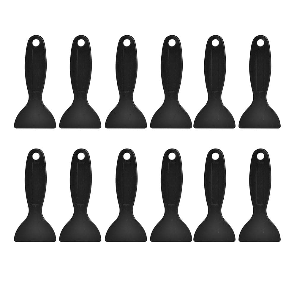 Plastic Spatula Putty Knife,Air Bubble Remover Sticker Installation Tool Flexible Paint Scrapers for 3D Printing Resin Removal Vinyl Film Wrap Cleaner,Spackling,Patching,Decal,12 Pieces,Black