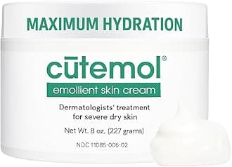 Cutemol Emollient Moisturizing Cream - Serious Moisturizer Lotion Balm for Recovering Dry, Damaged Skin - Hydration for Cracked Hands and Feet, Eczema, Psoriasis, and Raw Skin (8 oz)