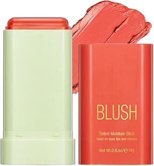 Multi-Use Blush Stick，Soft Creamy Blush,2-in-1 Cheek and Lip Tint,Waterproof Hydrating Solid Natural Moisture Smooth Blendable Matte Finish Face Blush Makeup,03 coral orange