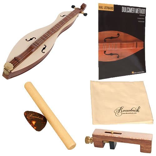 Roosebeck Mountain Dulcimer 4-String Cutaway Upper Bout F-Holes Scrolled Pegbox Deluxe Package w/Accessories