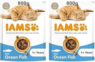 IAMS Complete Dry Cat Food for Adult 1+ Cats with Ocean Fish 800 g (Pack of 2)