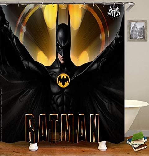 Batman Shower Curtains,Polyester Waterproof Shower Curtain 12 Hooks Included, Bathroom Accessories, 72" x 72"