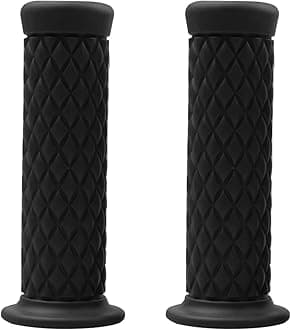 Motorcycle Hand Grips, Non Slip Rubber Bar for 7/8" 22mm/24mm Handles, Vintage Motorbike Thruster Grip, Handlebar for Hand Comfort, Universal for Motocross Scooter Dirt Bike, Open End (Black)