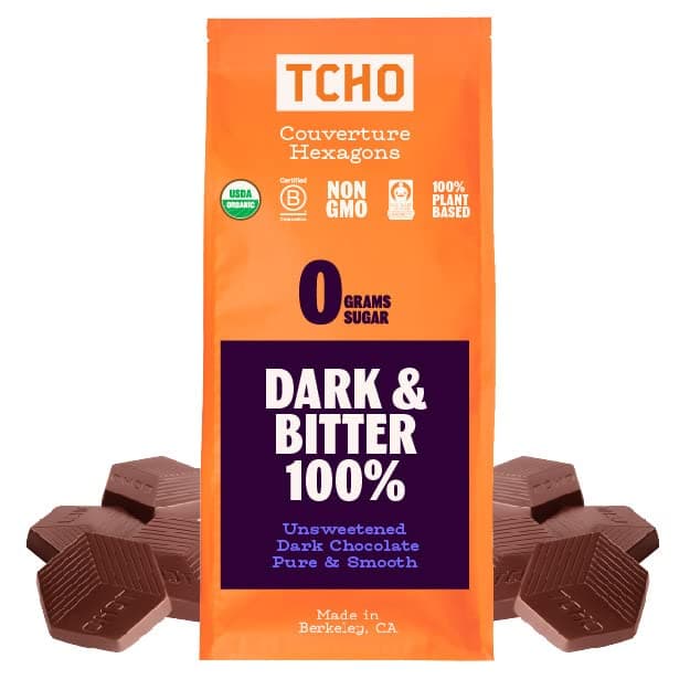 Dark & Bitter 100% Unsweetened Dark Chocolate Baking Couverture (6.6lb Bag) | Organic & Fair Trade Certified | Non GMO, Non-Dairy, Vegan, Soy Free