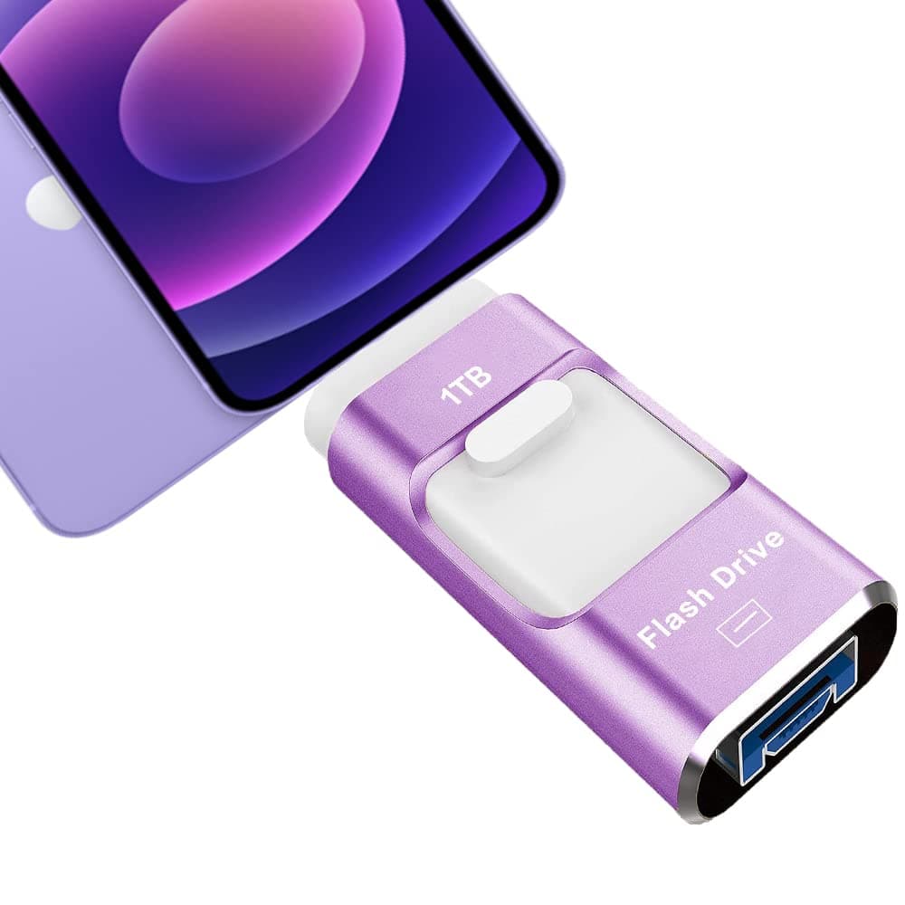 STTARLUK USB Flash Drive 1TB, STTARLUK Pen Drive Compatible with Phone/Pad External Storage USB Stick Memory Stick Compatible with Pad/Pod/Mac/Android/PC (Purple, 1TB)