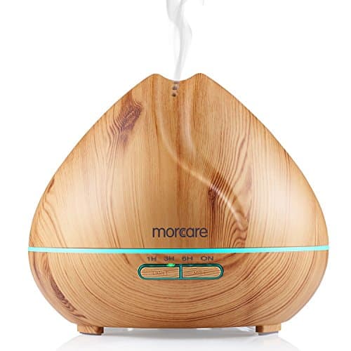 Morcare Aromatherapy Essential Oil Diffuser 400ml Ultrasonic Mist Humidifier with 7 Colors LED Lights Changing for Home Office Bedroom Yoga (MC1641, Light Wood Grain)