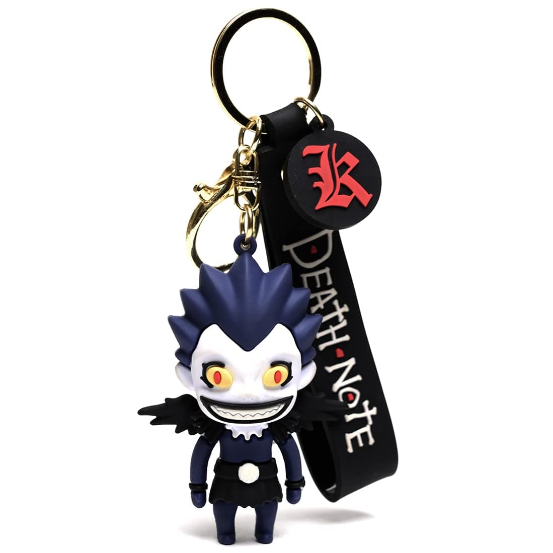 Premium Keychain Unlock Your Anime Passion 3D Rubber Keychain Extravaganza With Elegant Long Ribbons Perfect For Bag Charm, Car & Bike Gifting & Anti-Rust (Ryuk Standing), Orange