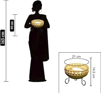 Ekhasa Gold Urli Bowl With Stand For Home Decor & Table Decoration | Floating Flowers, Tealight Candles Water Bowl For Diwali Pooja And Other Festivals | Gift For Various Occasions, 500 Ml, 900 Ml