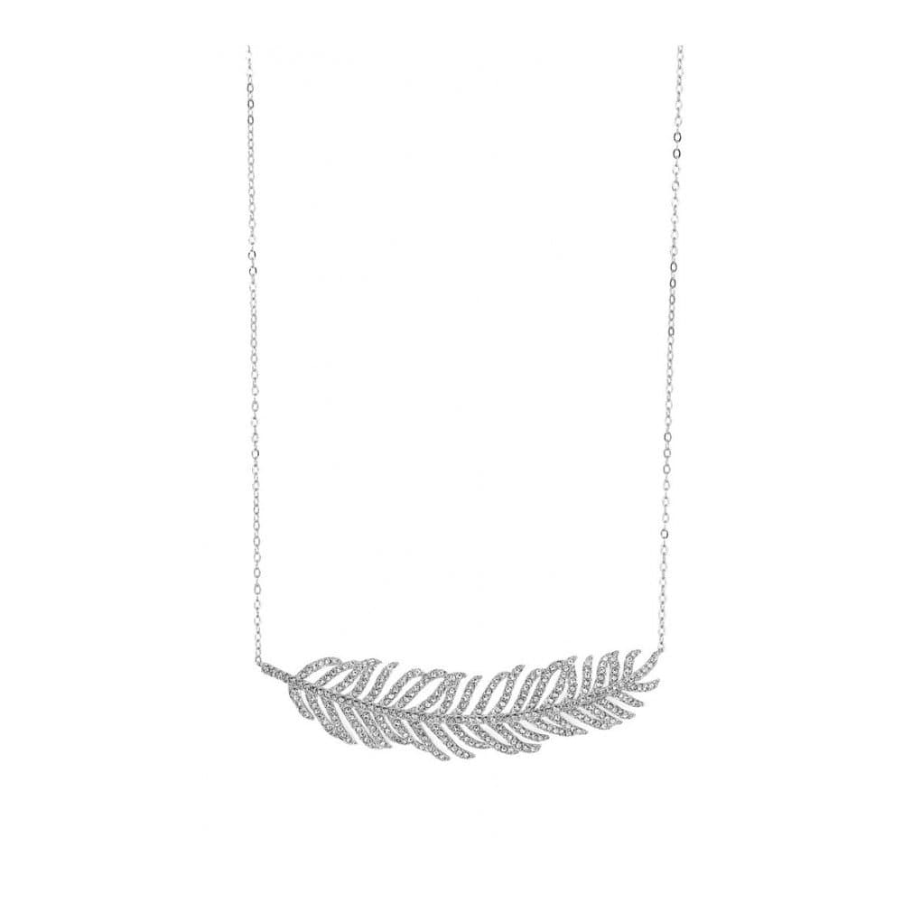 NADRI Pave Encrusted Feather Pendant Necklace