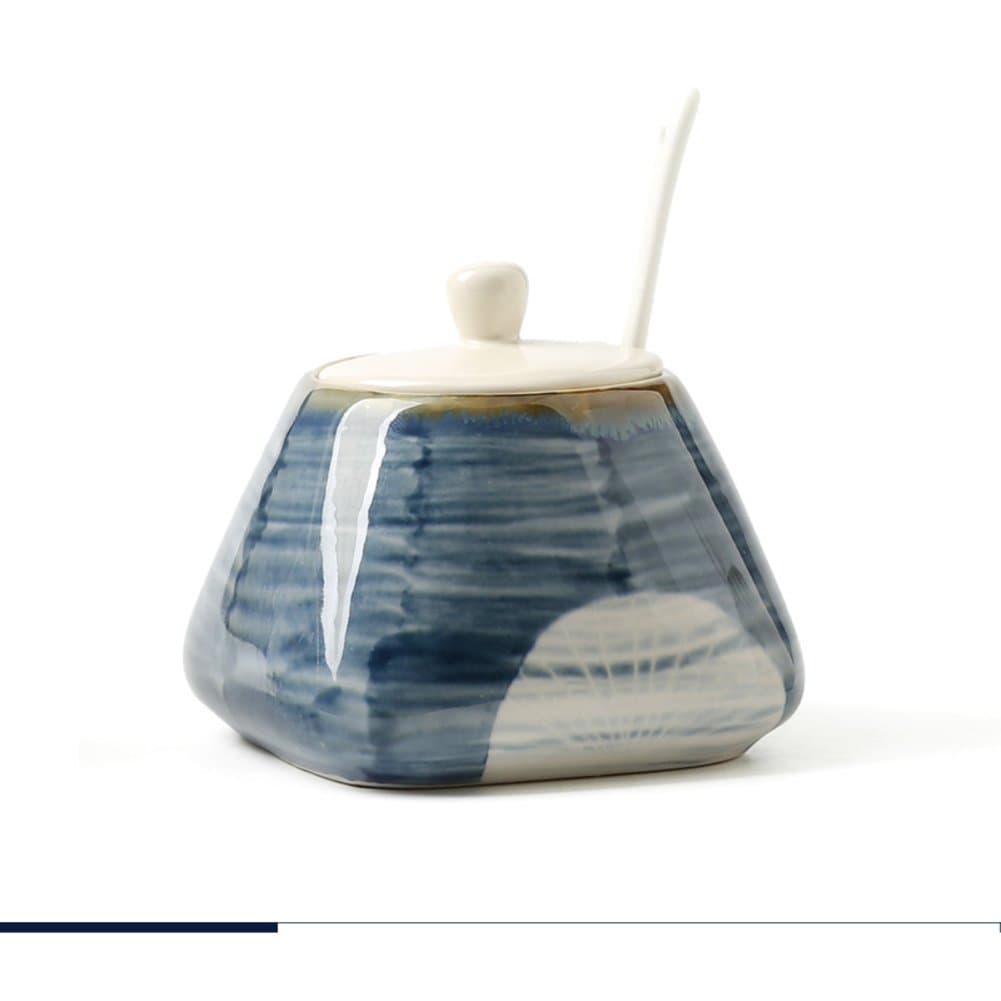 UGKSHHLDHDSDG Ceramic storage salt cans,Ceramic spice jar Salt jar with lid Sugar bowl Spice box kitchen utensils-A