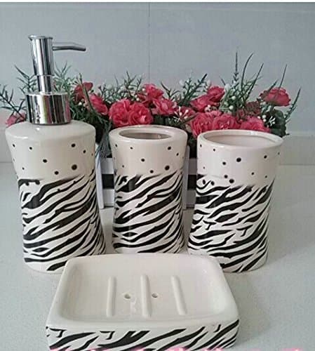 Black And White Series - Sexy Black Leopard Ceramic Bathroom Four-Pieces Set - Wash Kit - Wedding Supplies