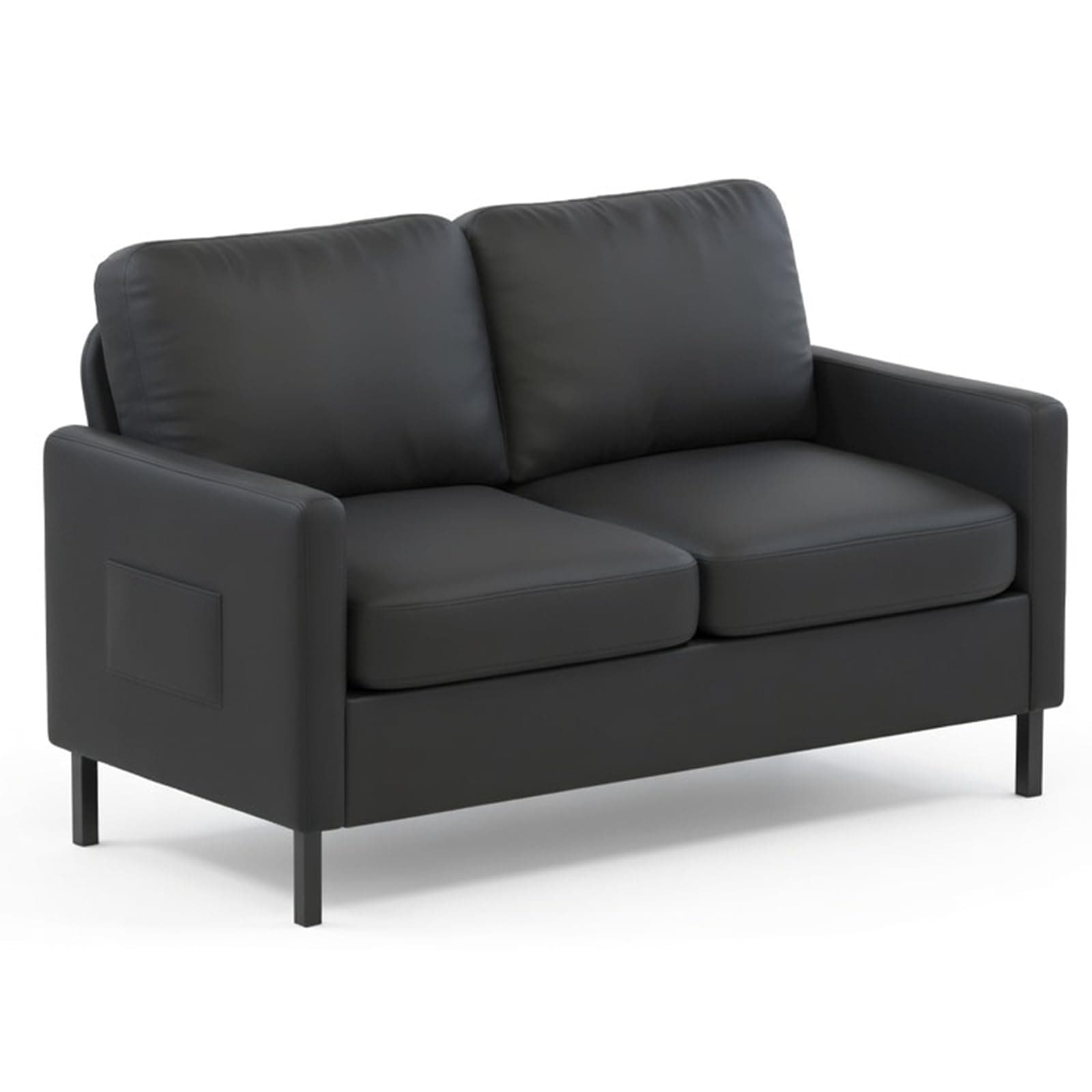 GRAVFORCE 2 Seater Sofa Modern Comfy Loveseat Couch Two Seater Small Sofas for Living Room Office Apartment Black Faux Leather