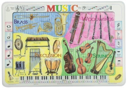 MUSICAL INSTRUMENTS PLACEMAT M. Ruskin MUS-1 Pack of 6