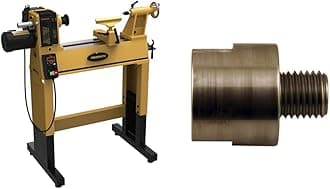 PowermaticPM2014, 14" x 20" Woodworking Lathe with Stand, 1Ph 120V (1792014K) & PSI Woodworking LA11418 Lathe Headstock Spindle Adapter 1-1/4" x 8tpi to 1" x 8tpi