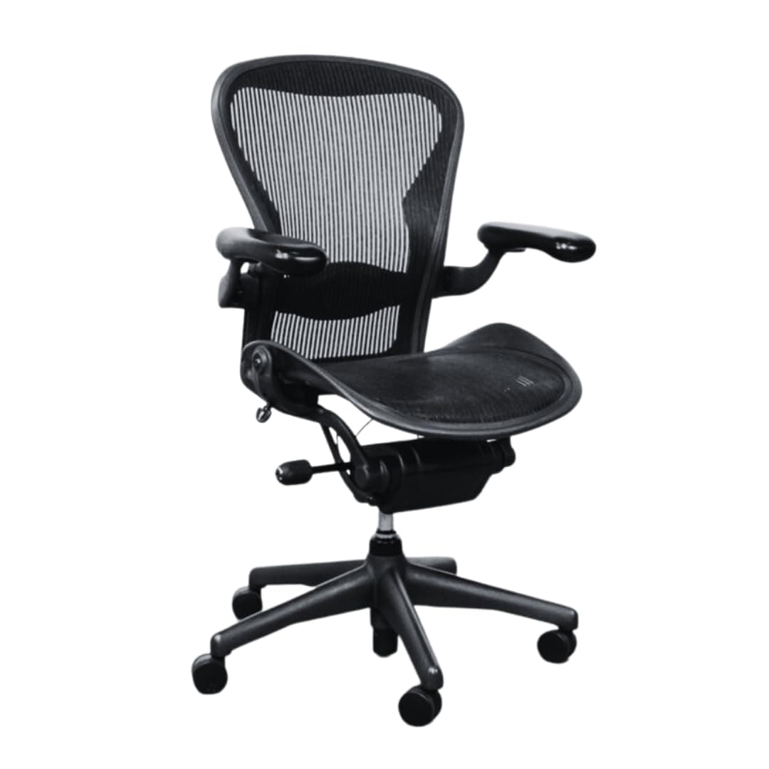 Aeron Herman Miller Office Chair Size B | Fully Adjustable with All Features Included| Quick and Easy Assembly| Renewed| 10 Year Warranty| Hardwood Floor Roller Blade Style Wheels Included