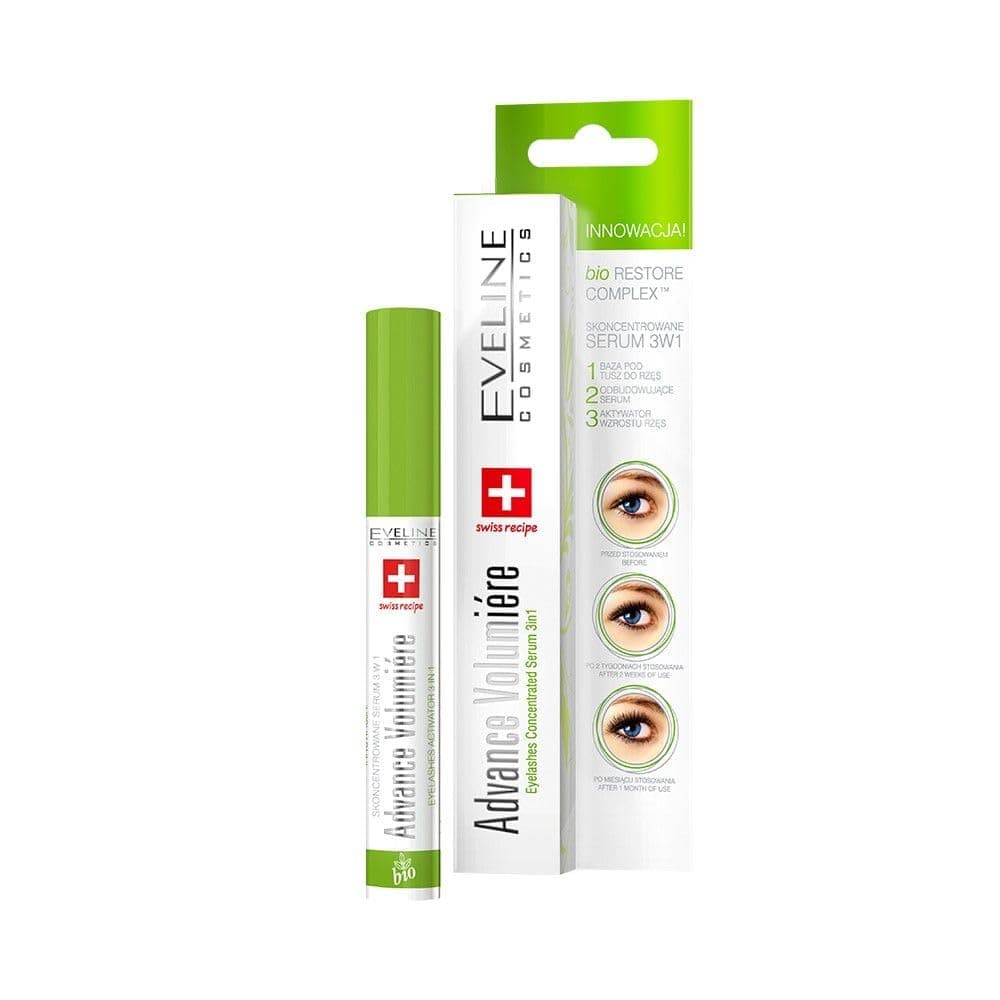 Eveline Cosmetics 3 in 1 Advance Volumizer Eyelash Growth Serum, Activator Concentrated Serum for Eyelash for Regenerate, Rebuild & Protect Eyelash, 10 ML (Pack of 1)