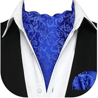 Ascot Ties for Men Paisley Cravat Tie and Pocket Square Set Floral Mens Ascot Scarf Handkerchief Wedding Party