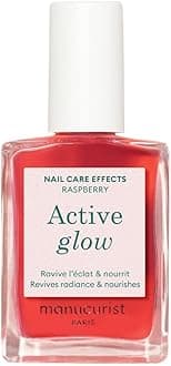 Manucurist Active Glow™ Raspberry Colour-Care Hybrid Nail Polish - Vegan & Made in France Ultra-Glowy 2 in 1 Nail Concealer & Care - Pink Polish - Plant-Based - Gifts for Women