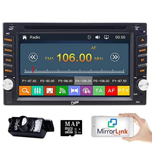 6.2 Inch Universal Double 2 Din in Dash Car CD DVD Player GPS Stereo Radio Bluetooth Navigation USB SD Input + Free 8GB Map Card + Reverse Camera
