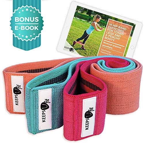 KeepsU Glute Bands - Set of 3 - Non-slip Thick Fabric Circles - Activate Your Glutes & Thighs Easily - Perfect Hip Loops for Leg Exercises, Butt-Kicking Workout, Squats, Yoga, Cross-Fit + Bonus Ebook