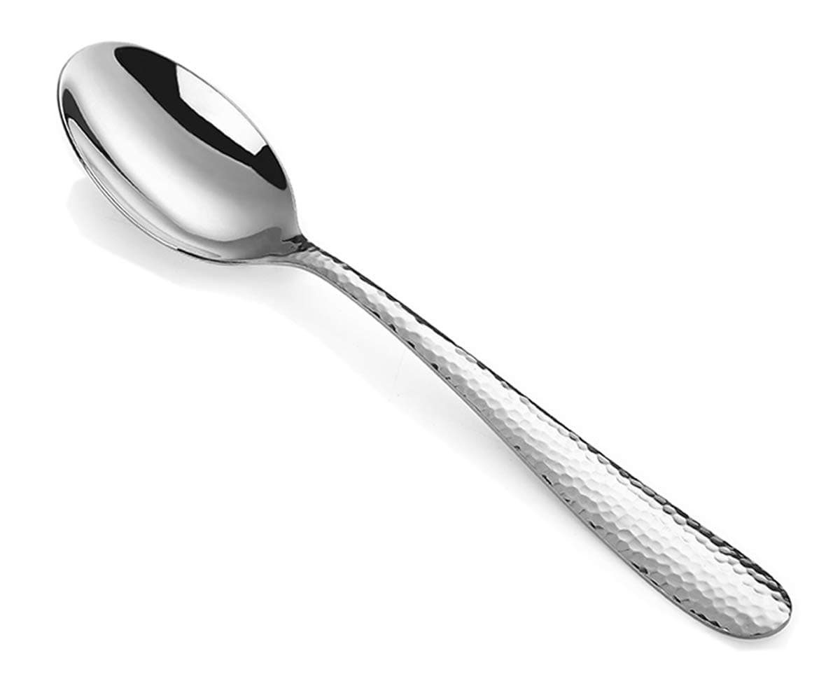Dessert Spoons Set of 8, Hammered Flatware Silverware 8-Piece Stainless Steel 6.7-inch Cutlery TeaSpoons, Dishwasher Safe