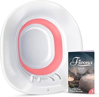 Fivona Sitz Bath for Toilet Seat Postpartum and Hemorrhoids Care - Yoni Steam Seat - Foldable Basin for Epsom Salt Soak - Portable Bidet BPA Free Temperature Resistant - Universal Fit - Pink