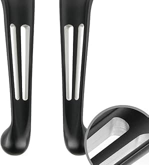 KiWAV Slotted Cut 10202 2-Color Ergonomic Hand Control Levers Black compatible for Harley OEM #45075-07, #45459-07