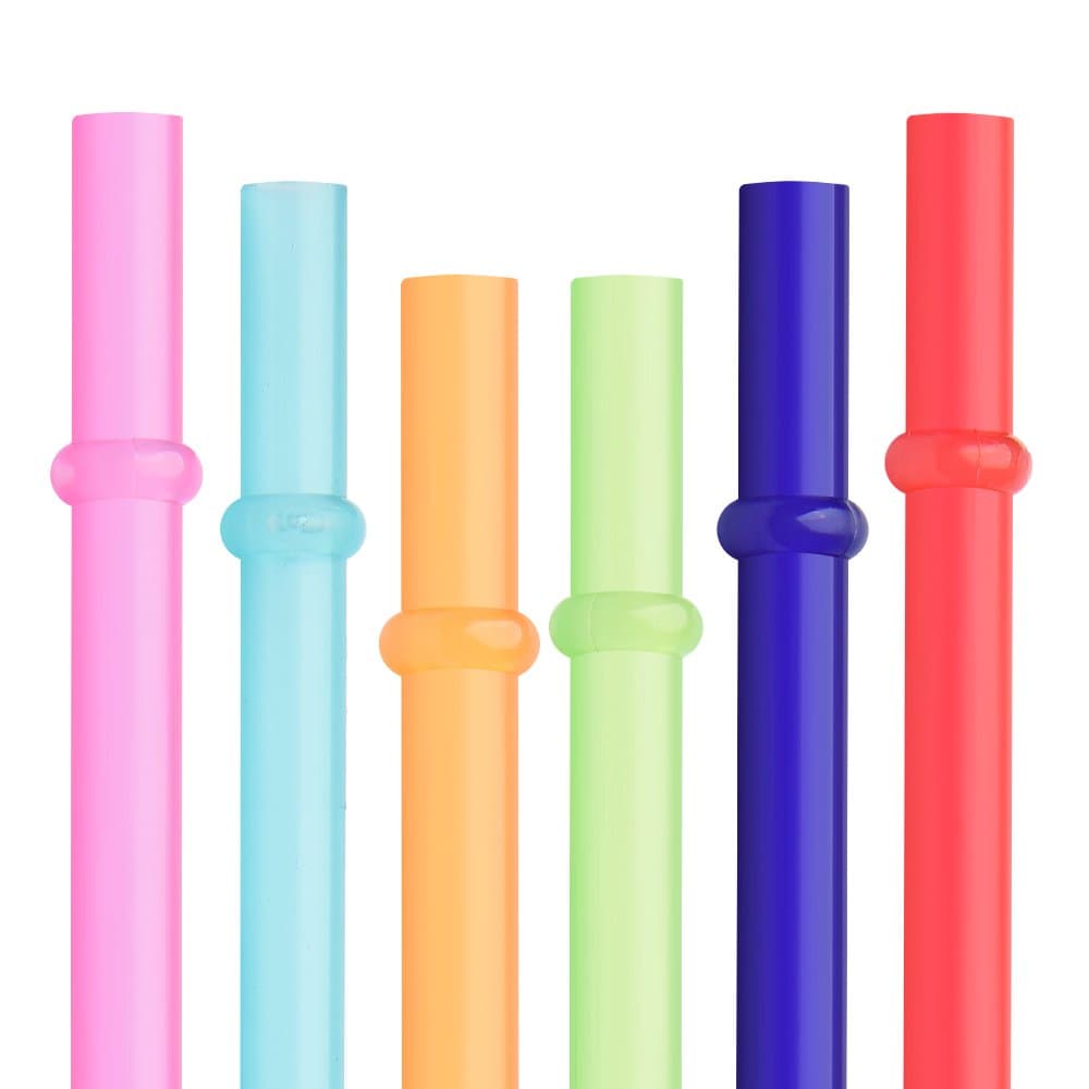 Dakoufish BPA Free 12 Piece 9 Inch Reusable Plastic Thick Drinking Straws for Mason Jar Yeti Rambler Plain Color(9inch,6color)