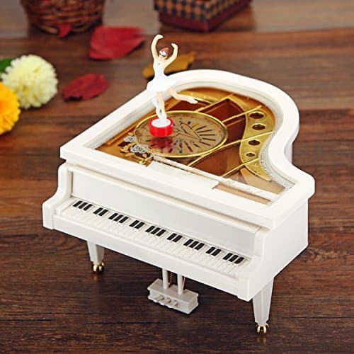 Mechanical Classical Piano Music Box Dancing Ballerina White