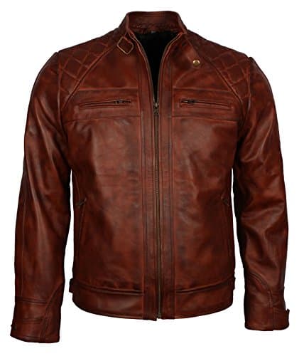LeatherDock Designer Brown Crocodile Quilted Mens Leather Jacket