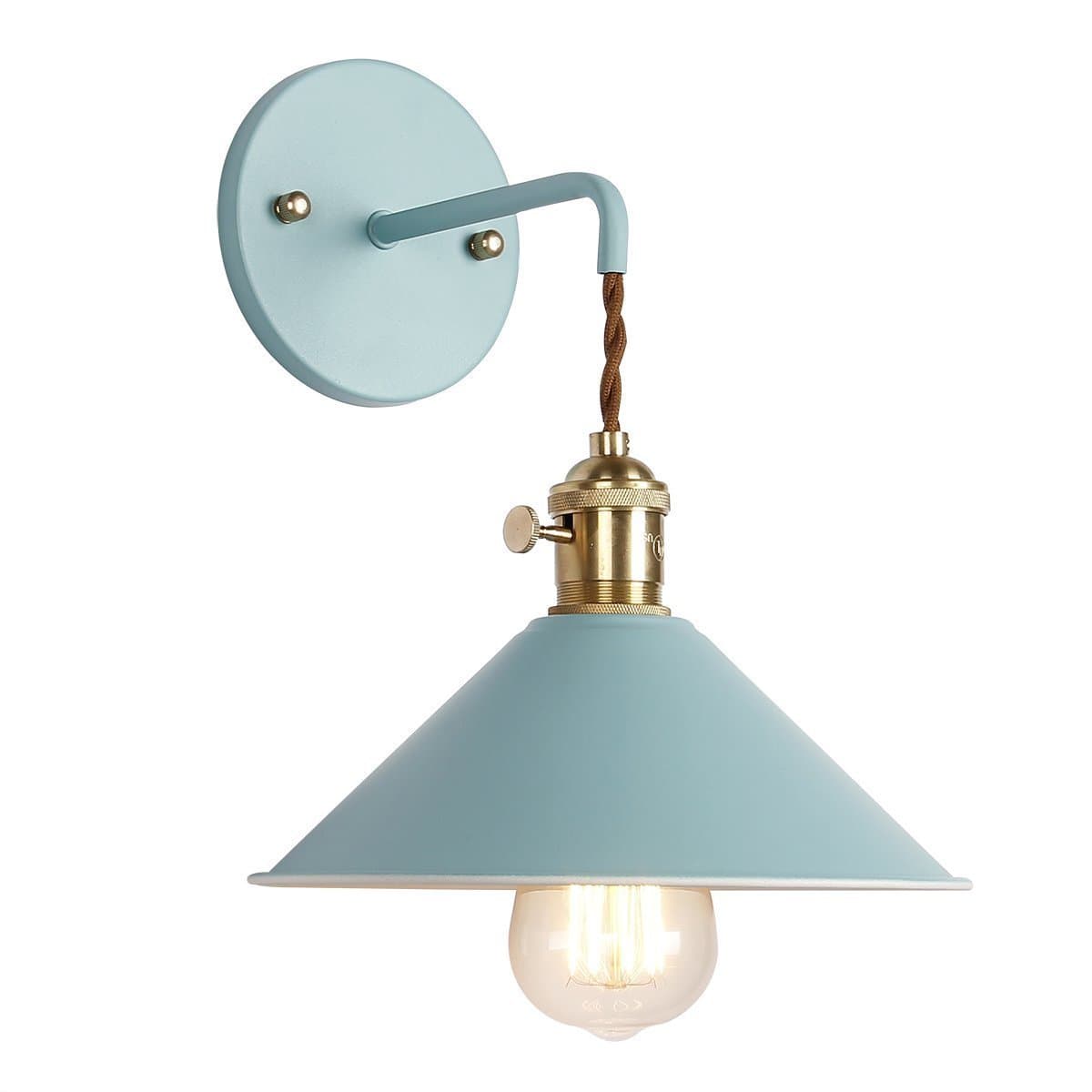 iYoee Wall Sconce Lamps Lighting Fixture with on Off Switch,Blue Macaron Wall lamp E26 Edison Copper lamp Holder with Frosted Paint Body Bedside lamp Bathroom Vanity Lights