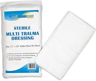 Primacare WT-7705 First Aid Sterile Multi Trauma Dressing for Stopping Heavy Bleeding in Large Open Wounds, Treating Lacerations and Piercing Injuries, 30" x 12"