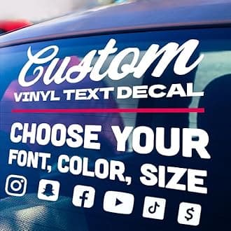 Personalized Custom Vinyl Lettering (Any Color, Any Size) for Business, Cars, Trucks, Boats, Marine, MC, DOT, Doors, Windows, Glass, Signs, Windshields, Letters, Numbers, Clipart, Image, Social Media, Decal, Bumper Stickers