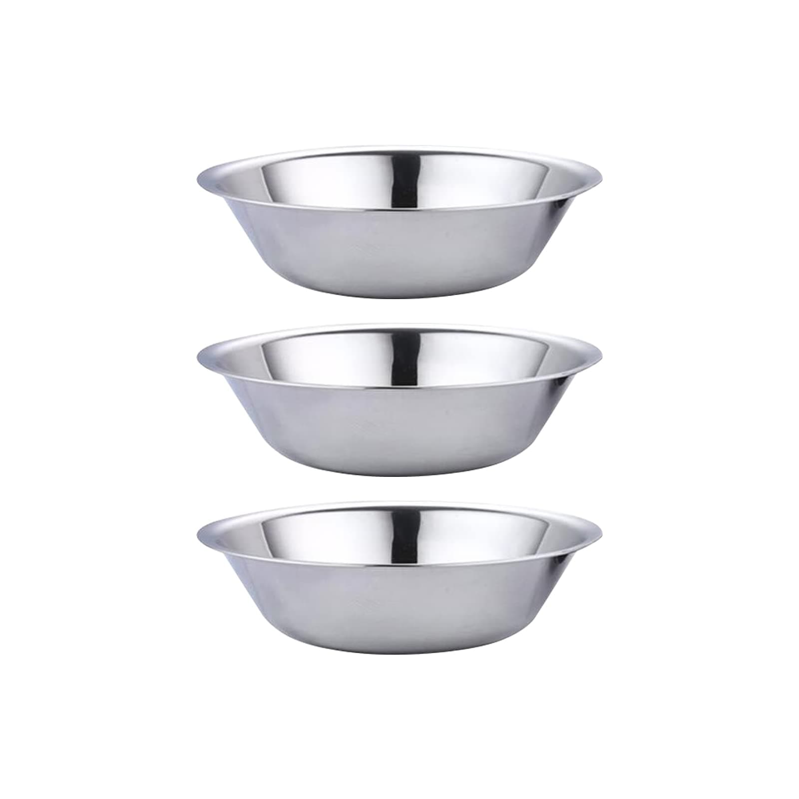 (3-Pack) Stainless Steel Flat Bottom Mixing Bowl Set for Home, Kitchen, Refrigerator, Cooking-6.88 inch