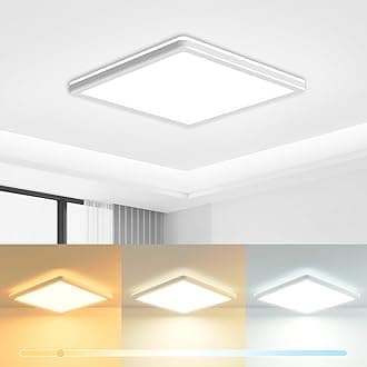zemty 18CM LED Ceiling Light 3000K/4000K/6500K, 15W 1500LM Square Flush Bathroom Lights, Waterproof Ceiling Lighting for Bedroom Living Room Hallway Toilet [Energy Class E]