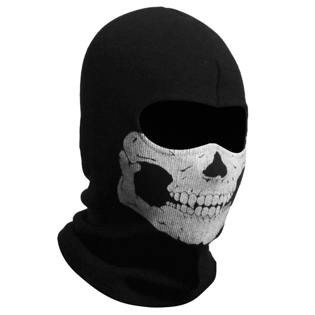 Black Balaclava Ghosts Skull Full Face Mask, Windproof Ski Motorcycle Face Masks Tactical Balaclava Hood for Men Women Youth Halloween Cosplay Outdoor Sport Cycling Skiing Hiking