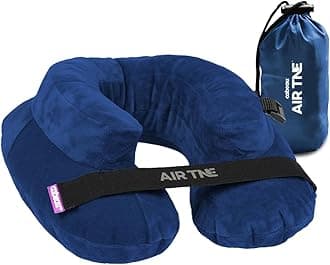 Inflatable Travel Pillow – Air TNE – Adjustable, Lightweight, and Supportive for Sleeping on Airplanes, Trains, and Cars– Customized Fit and Compact Carrying Case (Royal Blue)