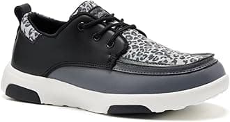 OrthoComfoot Womens Arch Support Work Shoes for Plantar Fasciitis Relief, Soft and Cushioned Womens Walking Shoes, Fashionable Canvas Shoes with PU Leather Black/Grey Size 7