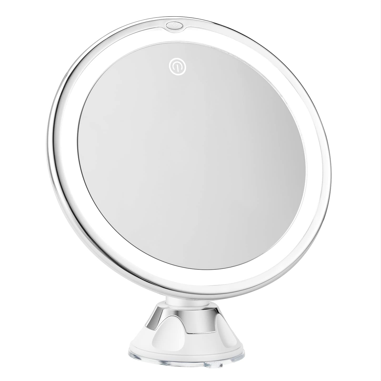 Snowflakes 10x Magnifying Lighted Makeup Mirror with Lights, Suction Cups, and 360° Swivel – Touch Control, 3 Light Modes – Ideal for Home, Bathroom Vanity, and Travel
