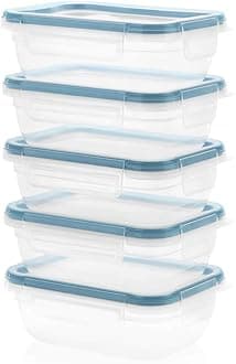 Snapware | Total Solution Clear Plasticware Set for Food Storage | 3-Cup Containers with Lids, 10 Pieces | Airtight, Leak-Proof Lids | Limited Lifetime Warranty | BPA Free