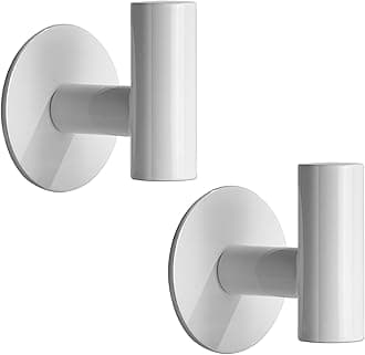 YUET 2 Pcs Bathroom Towel Hook Self Adhesive,Stick on Metal Coat Hooks Robe Hook SUS 304 Stainless Steel Heavy Duty Door Hanger Clothes Closet Sponges Holder No Drill for Bathroom Hotel (White)