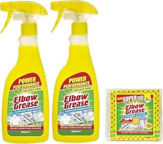 2X Elbow Grease All-purpose Degreaser Spray- 2X 500 ml (1L)- Effective Cleaner Formula for Kitchen, Fabric, and Metallic Surfaces with 1 Pack of Elbow Grease Power Cloth