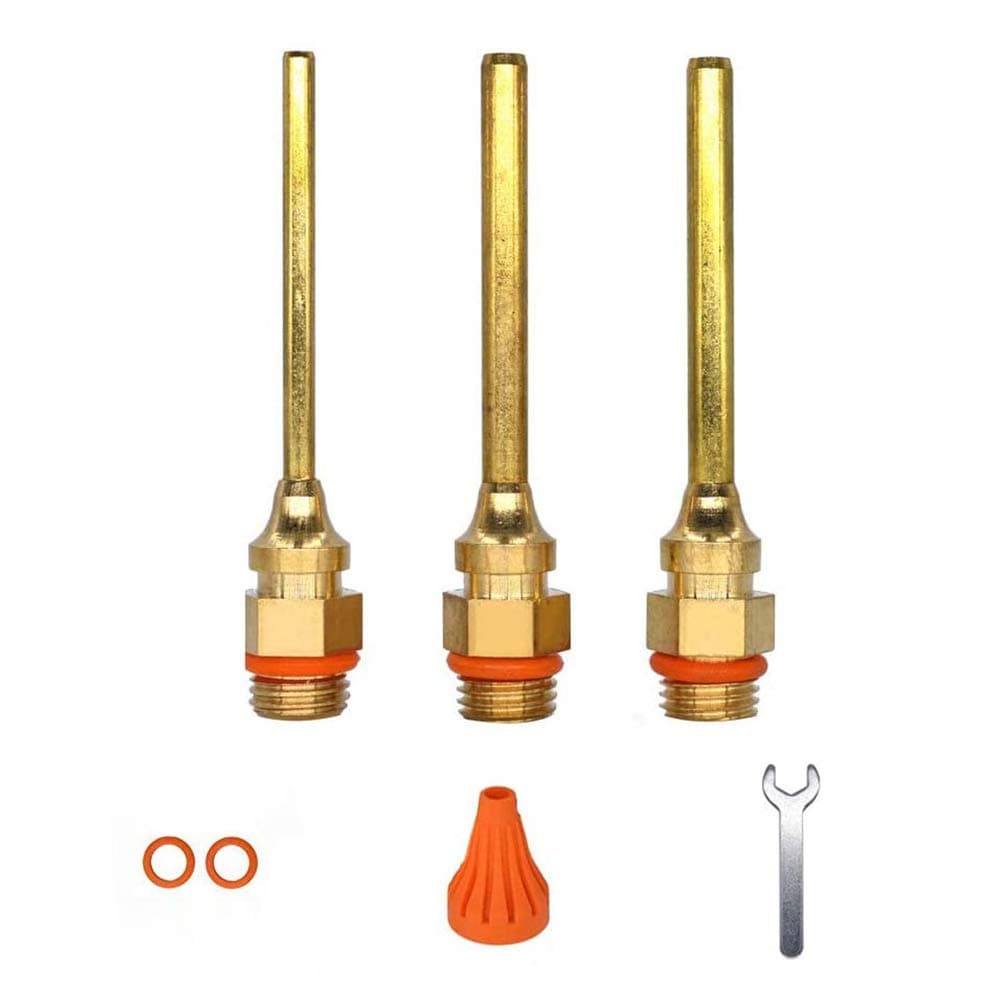 Pure Copper Glue Gun Nozzle 2.76" (70mm) Long 0.06" 0.08" 0.12" (1.5mm 2.0mm 3.0mm) Bore Diameter Thread Diameter 7/16 inch with Spanner and Protecting Jacket for Replacement 3Pcs/Set