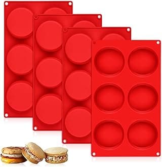 Silicone Egg Molds, 3 Inch Muffin Top Pan 4 Pack Nonstick for Baking English Muffin, Whoopie Pie, Corn Bread, Egg bite, Breakfast Sandwiches