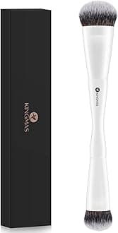 KINGMAS Oval Concealer Brush, Double-ended Kabuki Makeup Brush, Medium Concealer Brush and Small Contour Brush for Beauty Liquid, Cream, Powder, Blending Buffing Face Makeup Tools