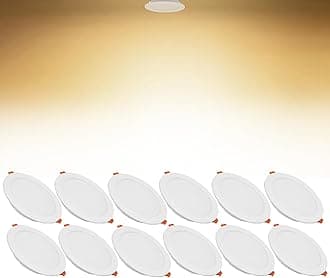 21W LED Recessed Ceiling Spotlights, 3000K Warm White Ultra Slim Panel Light, Cut Φ160-170mm, AC110-240V Round Downlights for Living Room Office, 12 Pack