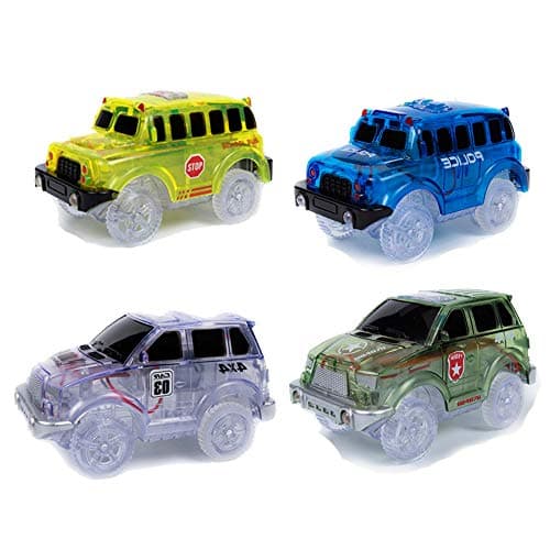 4 Pack Replacement Flashing Lights Track Cars, 5 LRD Lights Up Toy Cars, Compatible with Most Racing Tracks Accessories